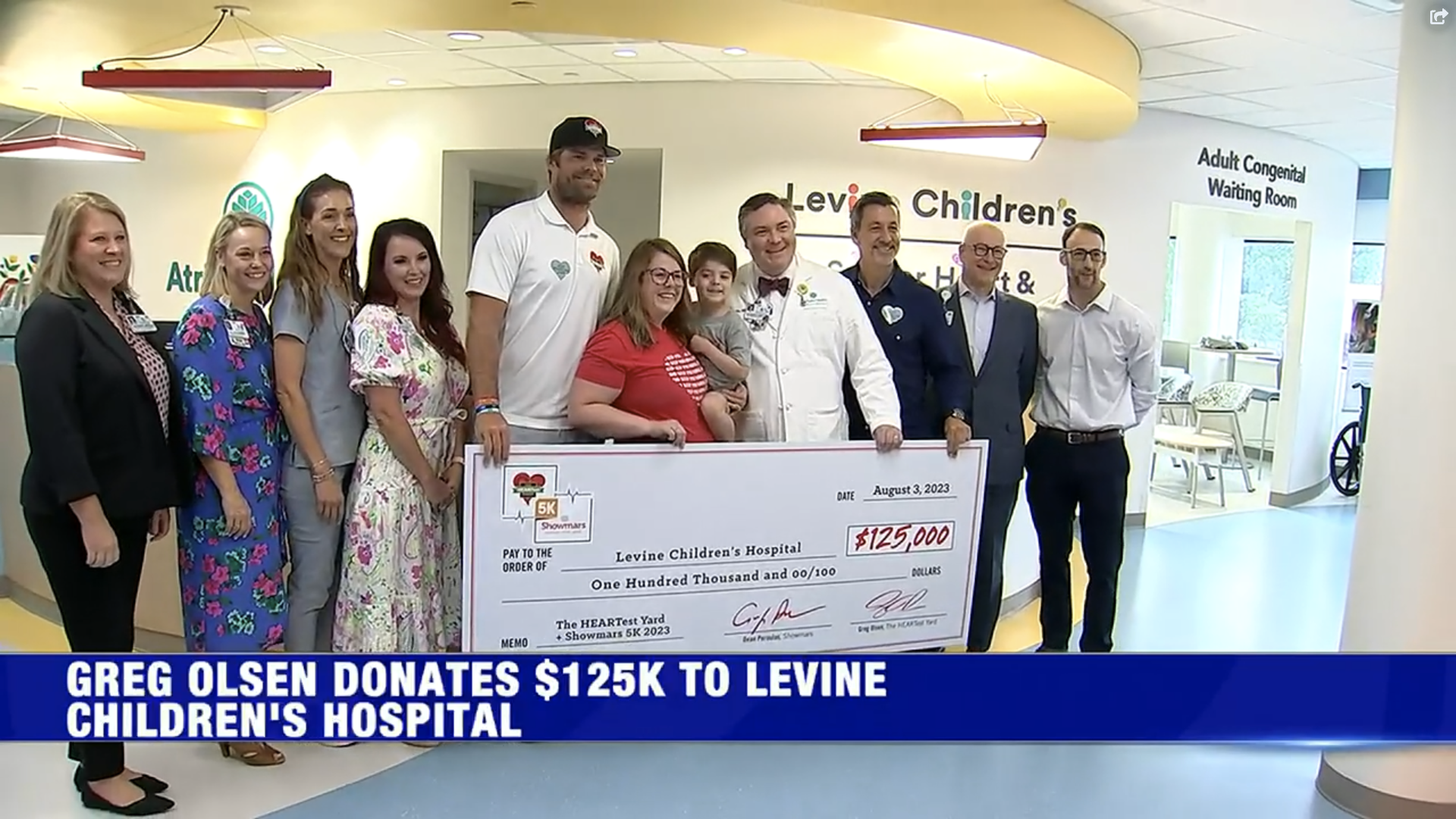 The Heartest Yard Greg Olsen Donates $125K to Levine Childrens